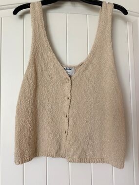 Old Navy Cream Button-Front Knit Tank Top